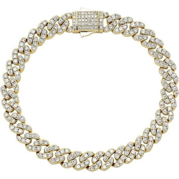 TOPGRILLZ Gold Cuban Link Anklet Iced Out CZ Ankle Bracelet for Women - Picture 7 of 7